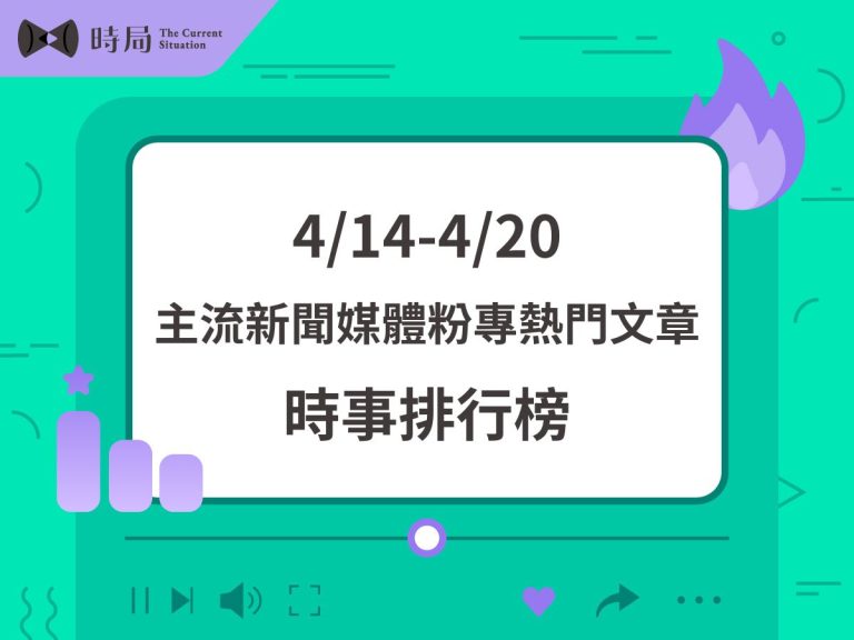 主流新聞媒體FB粉專熱門文章－時事排行榜 2025/4/14－4/20