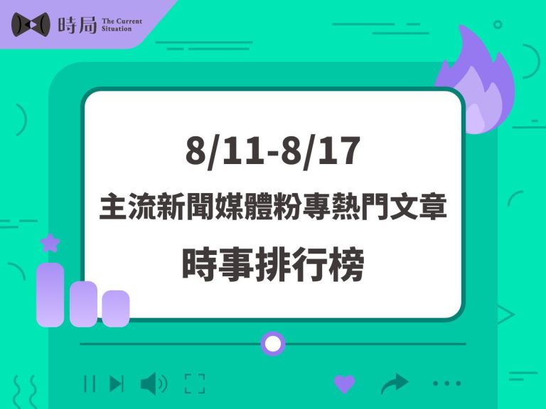 主流新聞媒體FB粉專熱門文章－時事排行榜 2025/8/11－8/17