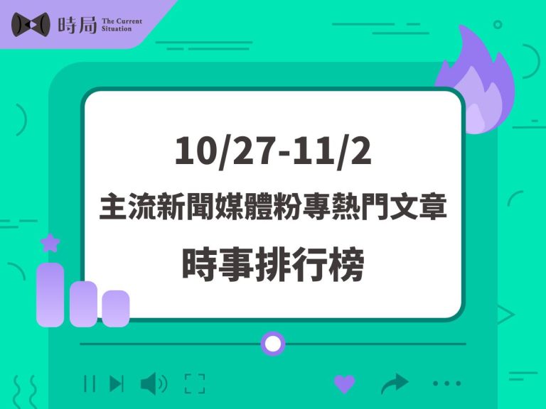 主流新聞媒體FB粉專熱門文章－時事排行榜 2025/10/27－11/2