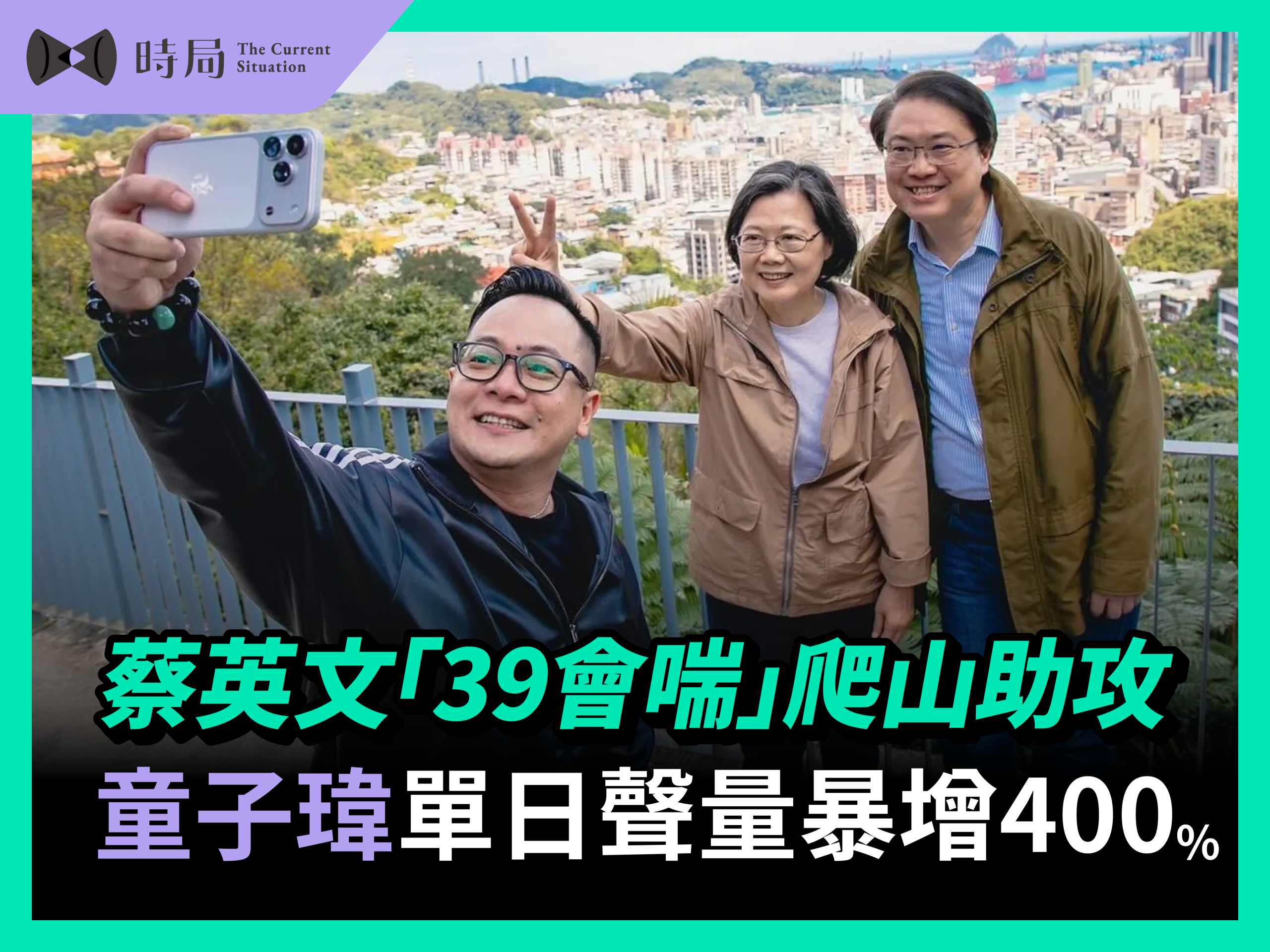 蔡英文「39會喘」爬山助攻 童子瑋單日聲量暴增400%